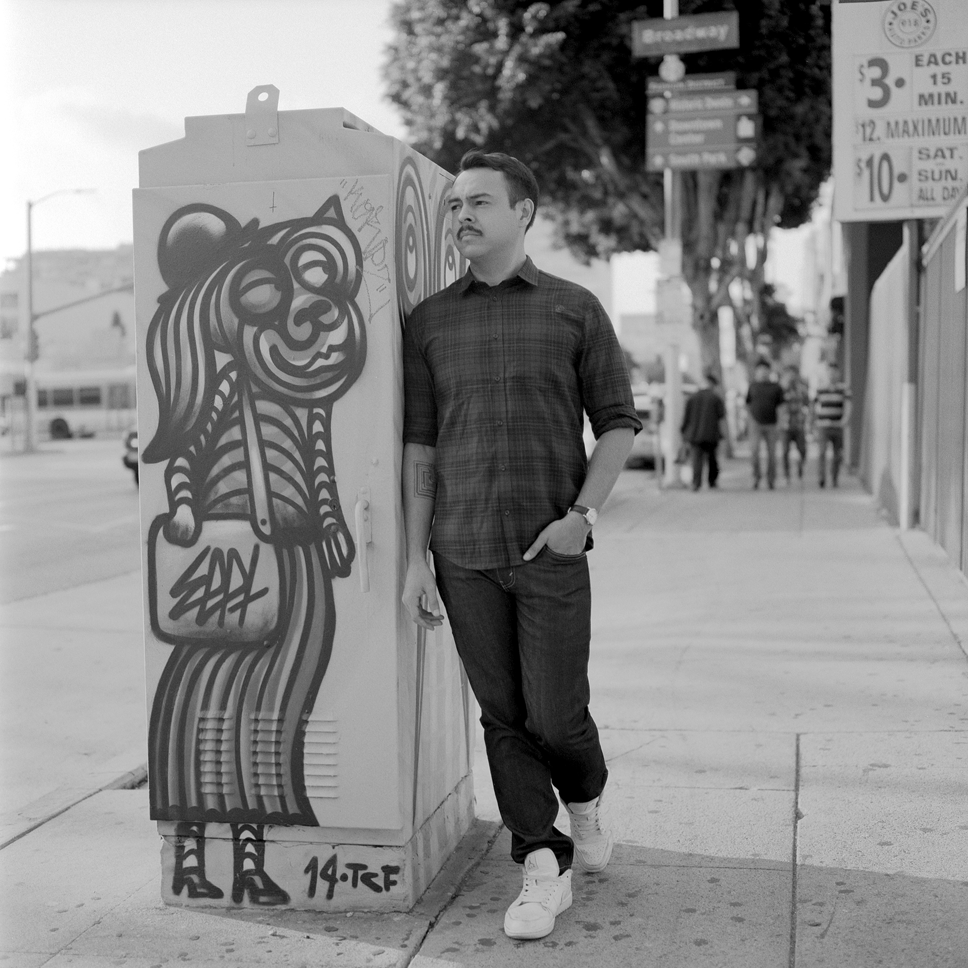 Full length portrait of musician Eat Paint in downtown Los Angeles