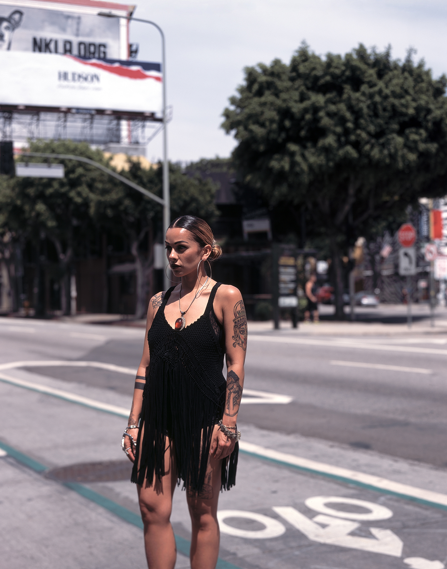 3/4 length portrait of Ixquel downtown Los Angeles